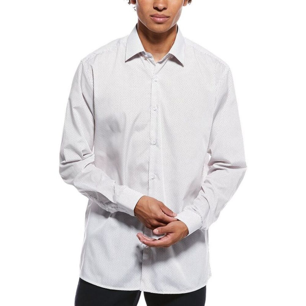 Tahari Mens  Modern Fit Dress Shirt, White